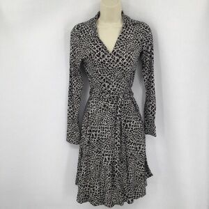 DVF Diane von Furstenberg T72 Dotted Snake Black white wrap dress new 0